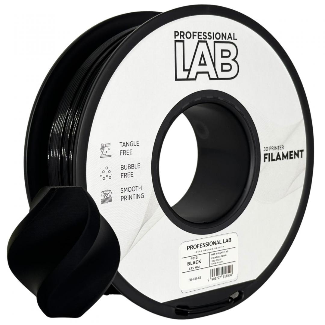 PROFESSIONAL LAB Filament 3D Proffesional Lab, Diamentru 1.75mm, Greutate: 1KG, Culoare, PETG BLACK