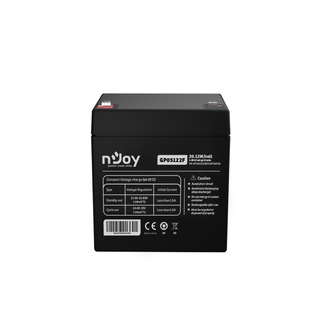 Njoy UPS- acumulatori GP05122F | Baterie UPS | 12 V | 5 A | Borne F2 | 20 W | 90, BTVACEUOBTO2FCW01B