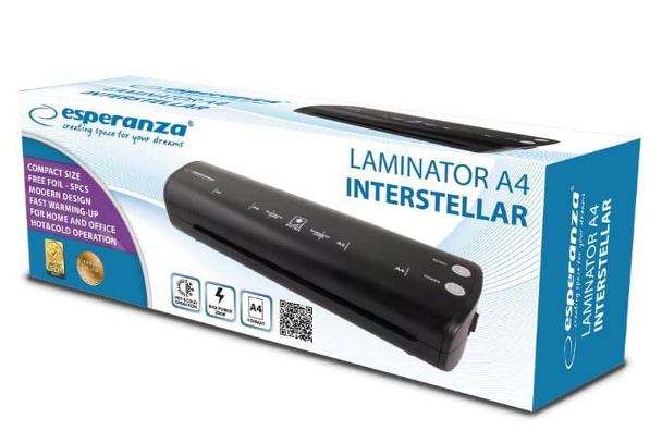 Esperanza Laminator Interstellar A4 265W Negru, EFL004