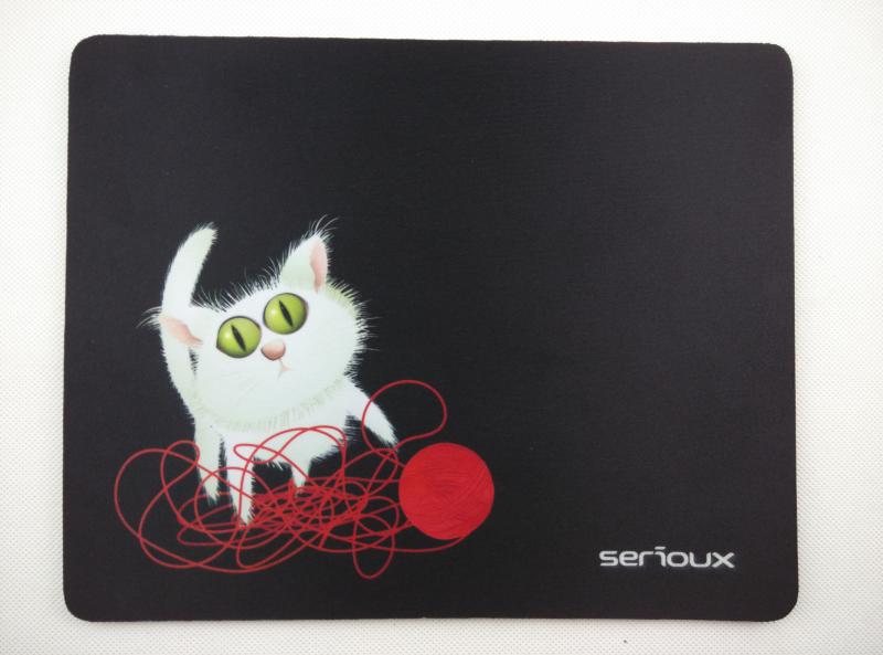 SERIOUX Mouse pad, model Cat and ball of yarn, MSP01, suprafata textila, baza cauciucata, SRXA-MSP01