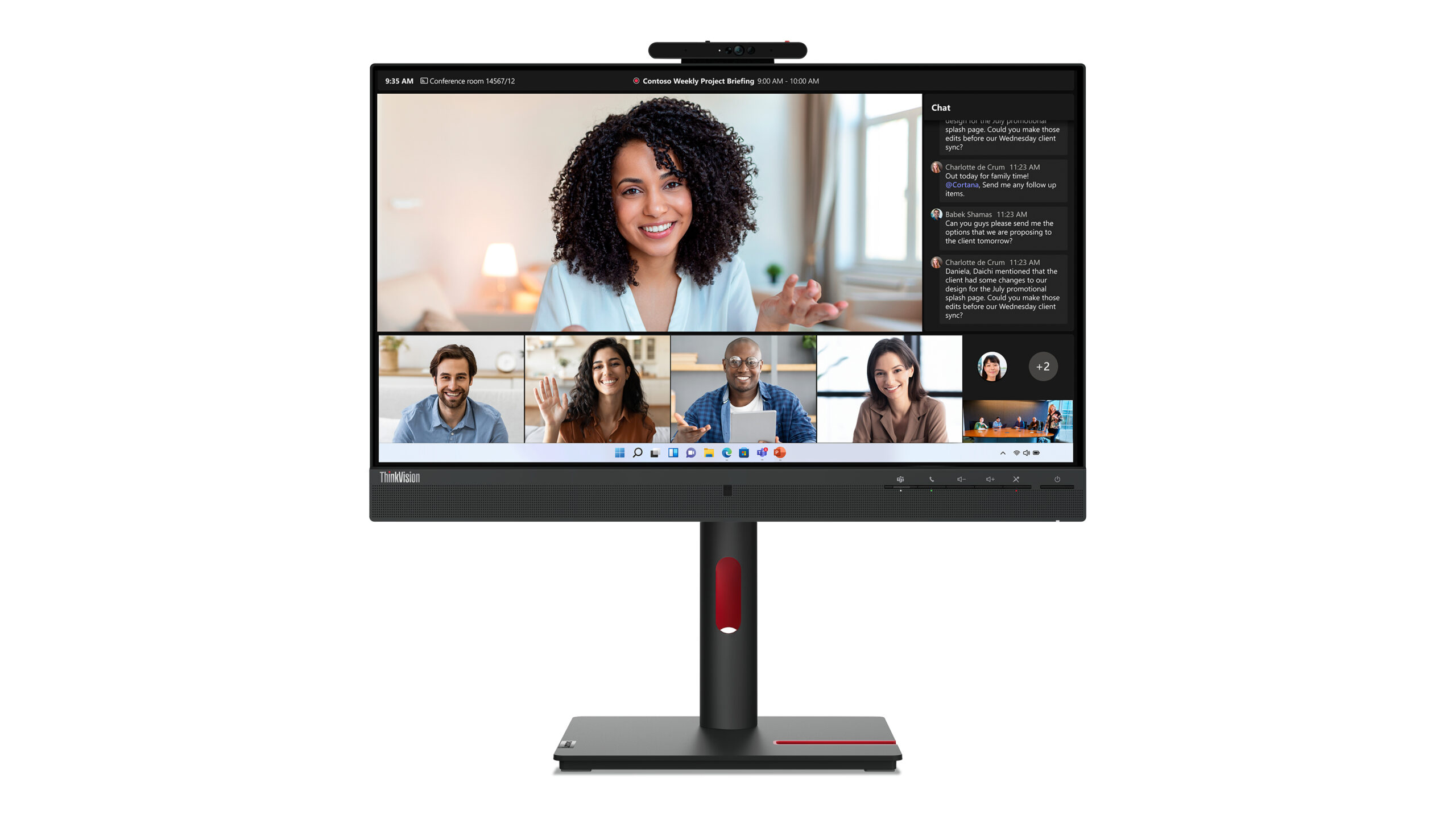 Lenovo T24mv-30 23.8" FHD VoIP USB-C Monitor, 63D7UAR3EU - imagine 2