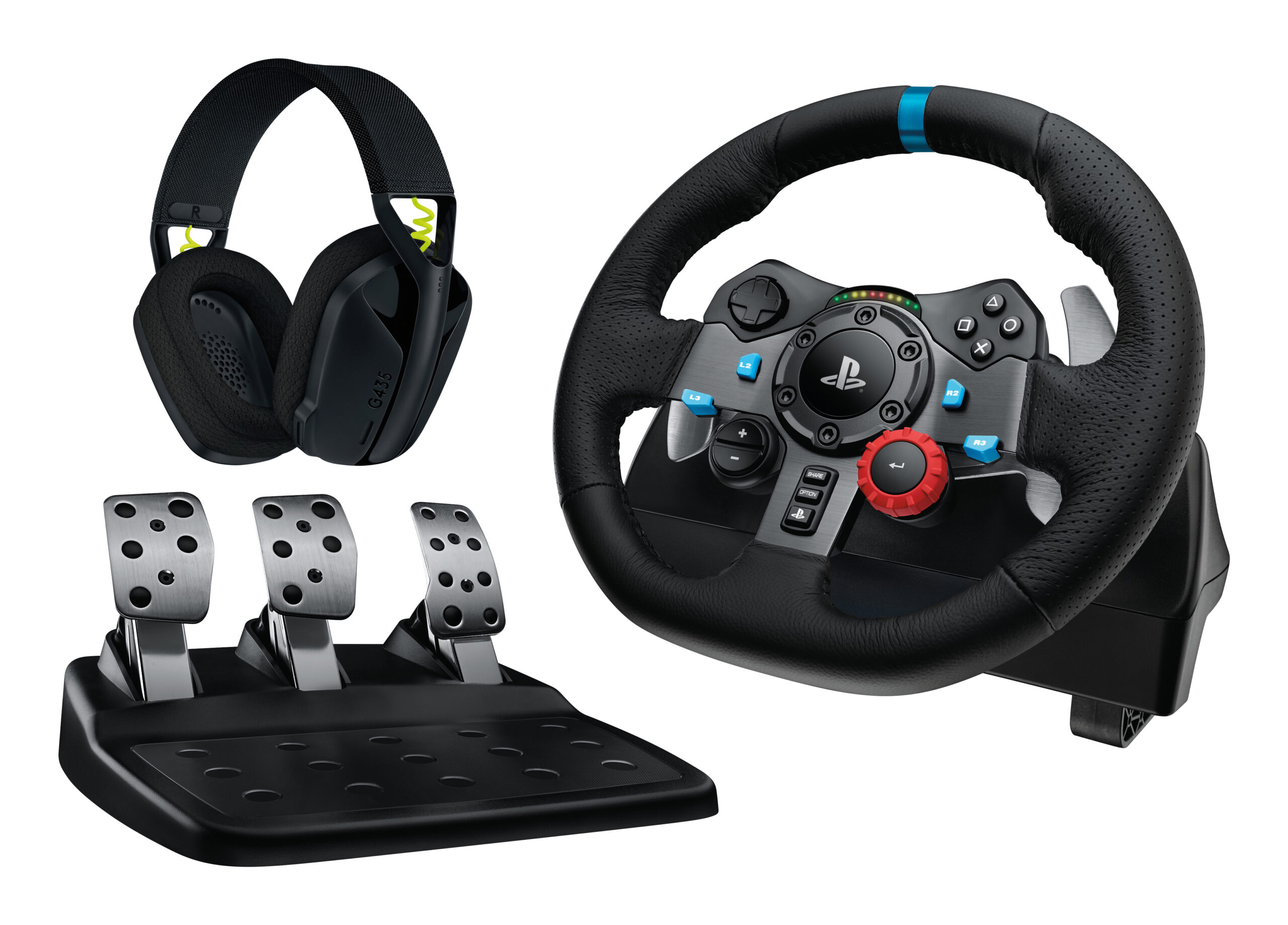 Logitech G29 EU + G435 Black Gaming Controller Aluminium Black USB Steering wheel +, 991-000539