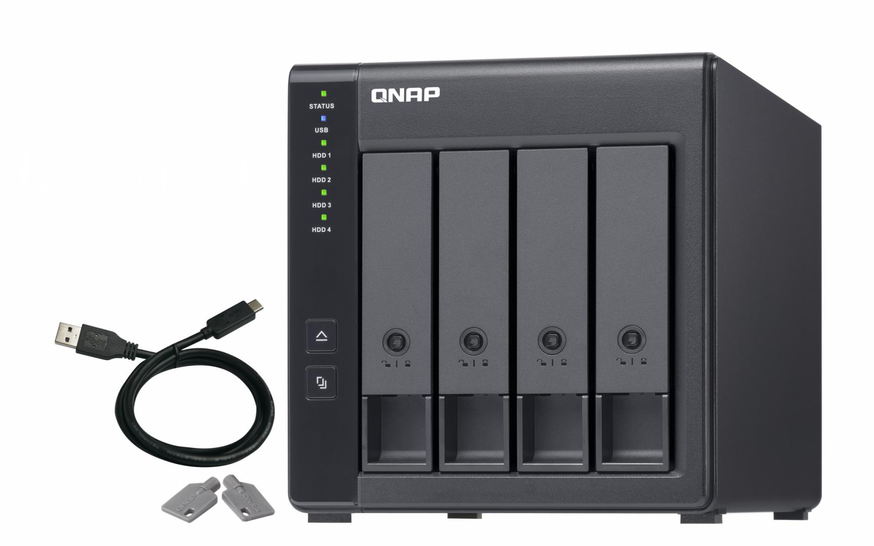Qnap EXPANSION NAS, HDD x 4, capacitate maxima 24 TB, porturi USB Type C, TR-004