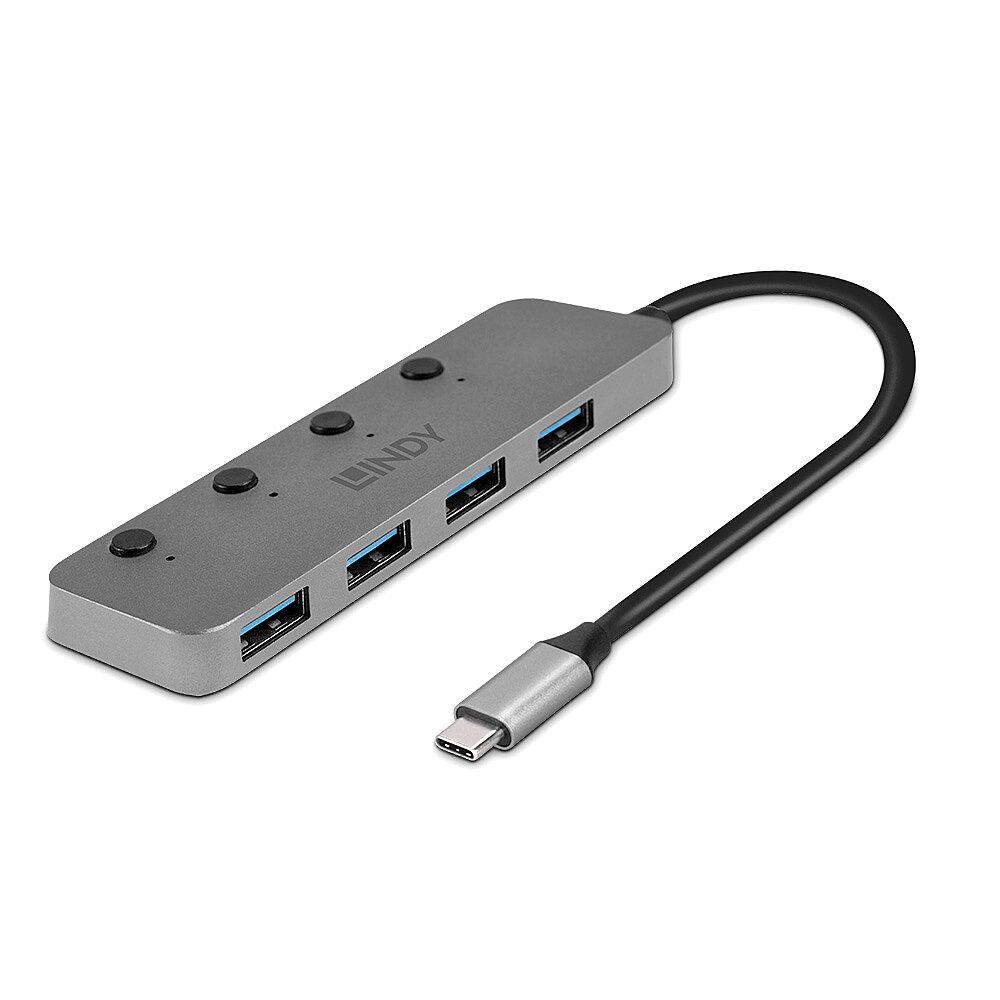 Lindy Hub 4 Port USB 3.2 buton On/Off, LY-43383
