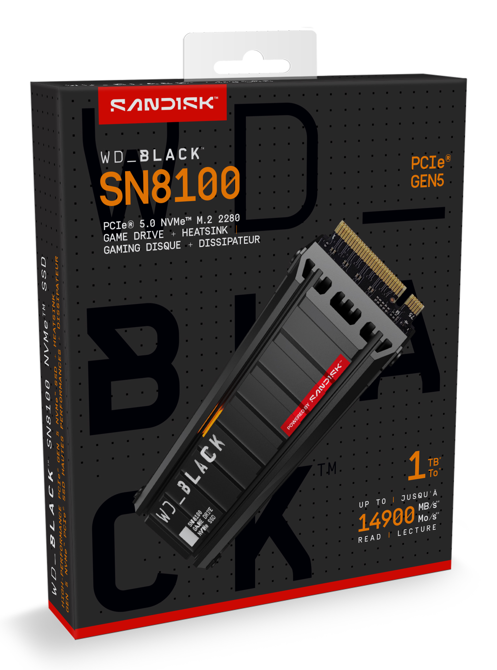 WD SSD _BLACK SN8100 HeatSink 1TB M.2 2280 PCIe Gen5 x4 NVMe, Read/Write, WDS100T1XHM-00CMT0 - imagine 6