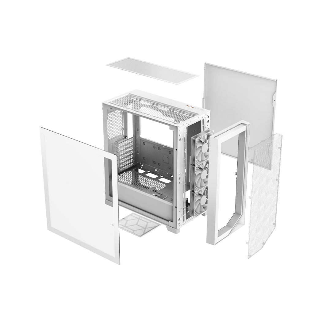 PCCOOLER CARCASA, Middle Tower, ATX, fara sursa, sticla securizata, 3 ventilatoare, C3D510 ARGB WH - imagine 6