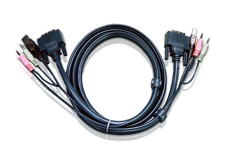 Aten CABLU KVM cablu 3 in 1, conector tip USB (T) | 3.5 mm Jack (T) x 2 | DVI-D (T), 2L-7D05U