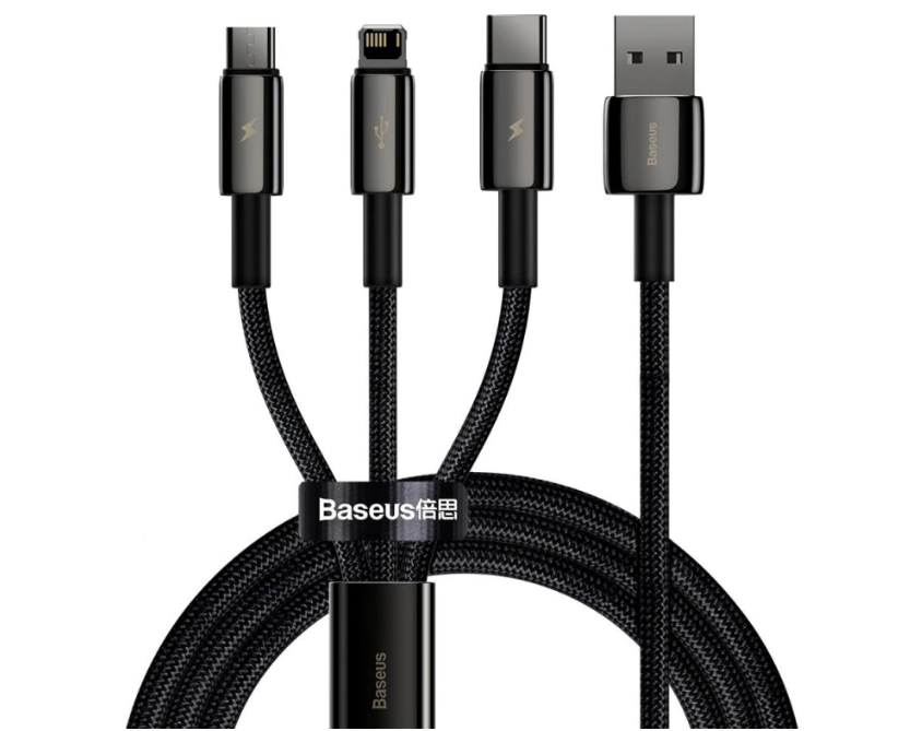Baseus CABLU alimentare si date Tungsten Gold One- for-three, Fast Charging Data Cable, CAMLTWJ-01