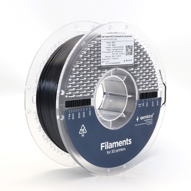 Gembird FILAMENT pt. imprimanta 3d, PETG, 1.75mm diamentru, 1Kg / bobina, 3DP-PETG1.75HY-01-BK