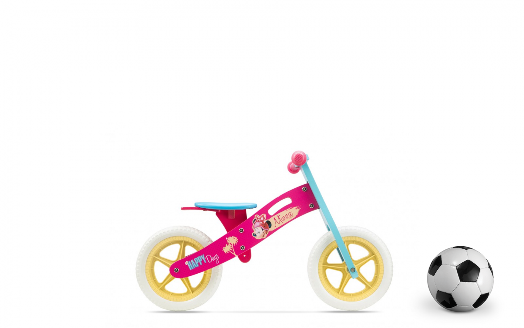 PEGAS WOODEN BALANCE BIKE, SEVEN, MODEL MINNIE, 12 INCH, ROZ BLUE, DIS-9909-WBMN06
