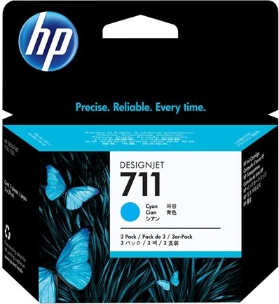 HP Tri-Pack Original Cyan, nr.711 pentru DesignJet T120|T520, CZ134A