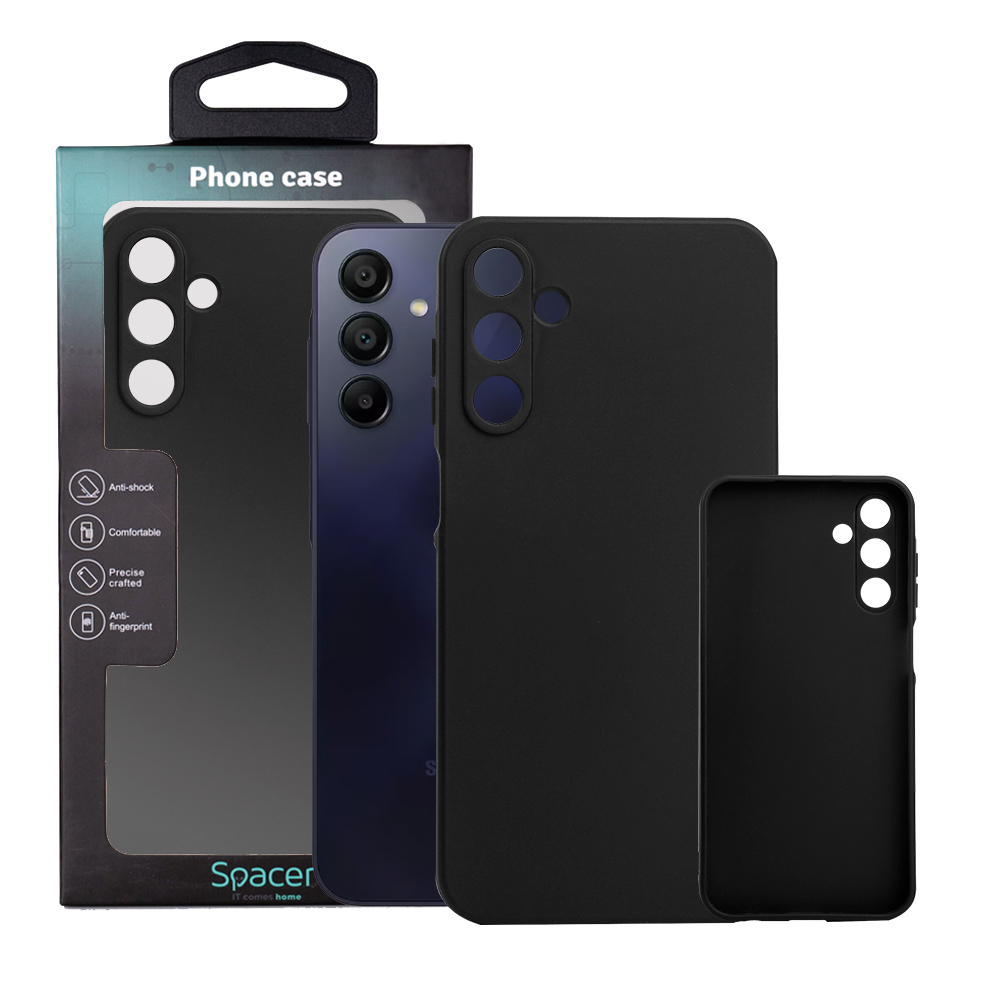 SPACER Husa Samsung Galaxy A15, negru, grosime 1.5mm, material flexibil TPU, SPPC-SM-GX-A15-TPU