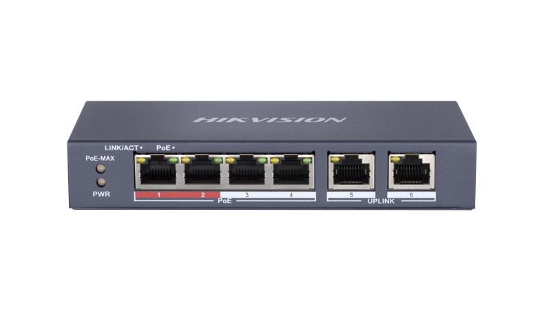 HIKVISION Switch PoE : 4 x 10/100Mbps PoE port, DS-3E0106P-E/M(B)