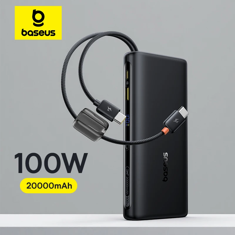 Baseus POWER BANK EnerFill FC41, display, cablu integrat retractabil 2 x USB Type-C, E0028N03