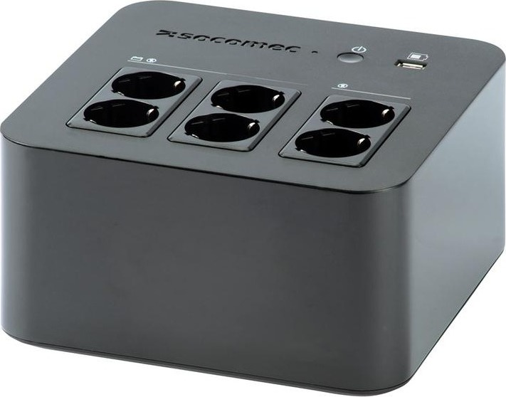 SOCOMEC UPS Line Int. mgmt,brick,600VA/ 360W,AVR,6xsocket Shucko,indicatie, NPL-0600-D