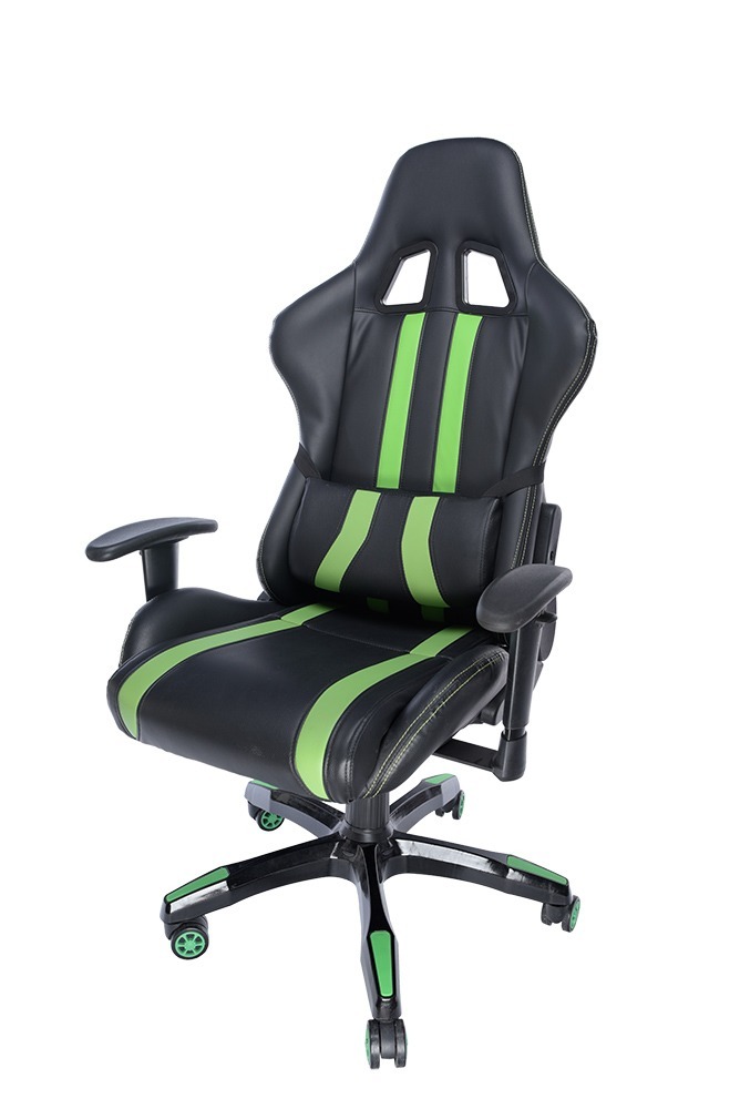 SPACER SCAUN GAMING imitatie piele, black & green, brate ajustabile, greutate max., SPCH-TRINITY-GRN - imagine 2