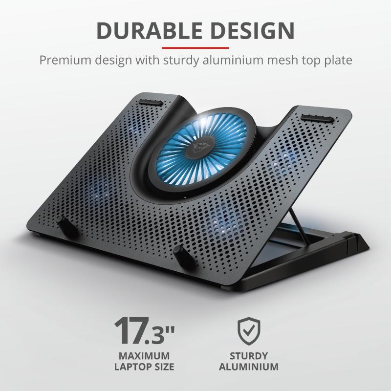 Trust STAND GXT 1125 Quno notebook 17, sita aluminiu, 4 x fan 5cm, 1 x fan 13 cm, LED, TR-23581 - imagine 3