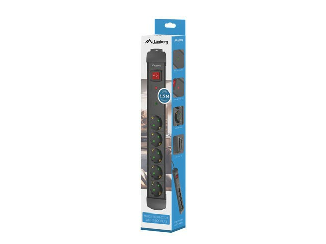 Lanberg Prelungitor SP1, 1.5m 5 prize ng, SP1-05F-0150-BK - imagine 5
