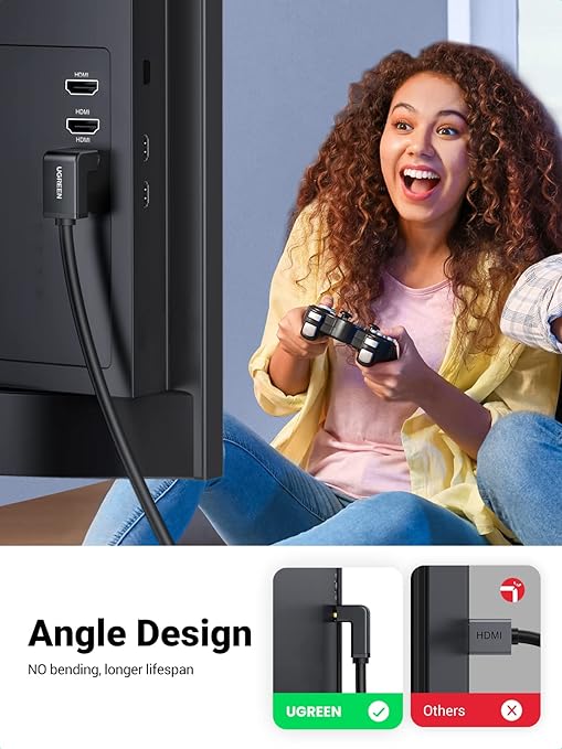UGreen CABLU video, HD103 HDMI (T) la HDMI (T) 4K la 30Hz, unghi 90 grade la un cap, lungime, 10173 - imagine 2