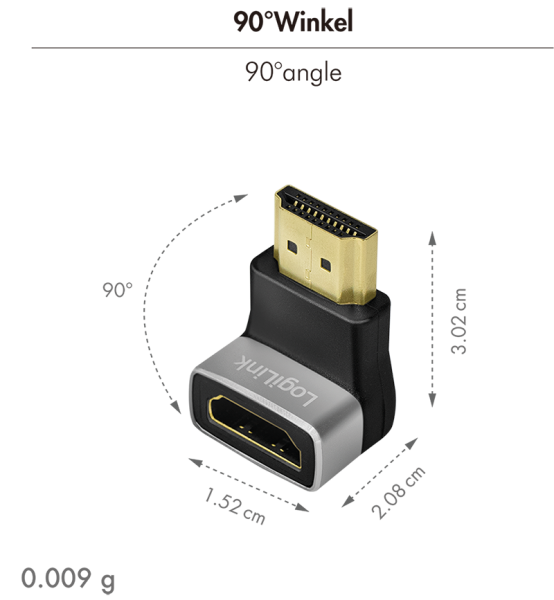 Logilink ADAPTOR video, HDMI (T) la HDMI (M), conectori auriti, rezolutie maxima 8K (7680 x, AH0007A - imagine 2