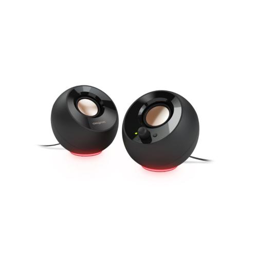 CREATIVE PEBBLE SE USB-C 2.0 Speakers w/Bluetooth 5.3, RGB Lighting, Aux, black, 51MF1725AA000