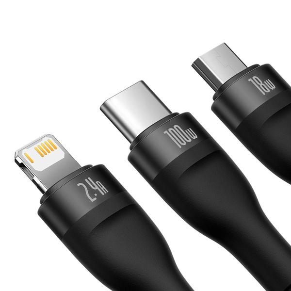 Baseus CABLU alimentare si date Flash, One- for-three Retractable, pt smartphone,USB la, CASS030001 - imagine 2