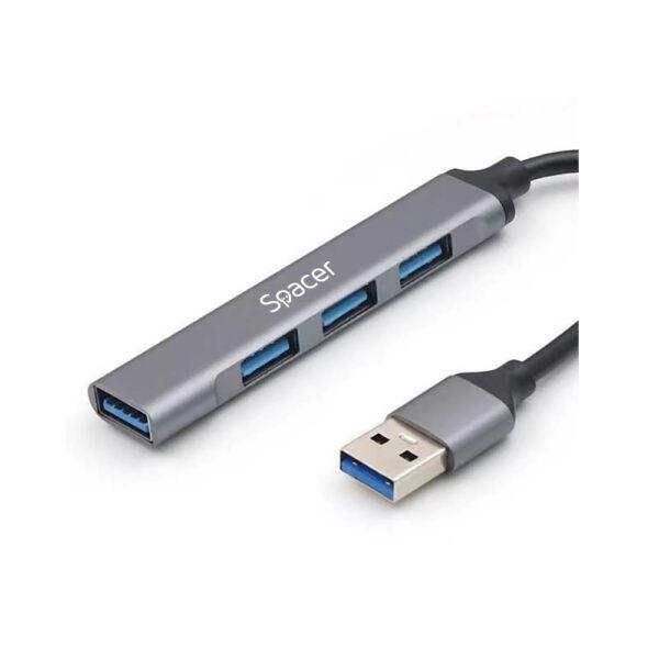SPACER Hub USB USB-C, 4 porturi, Gri, SPHB-USB-4U-01