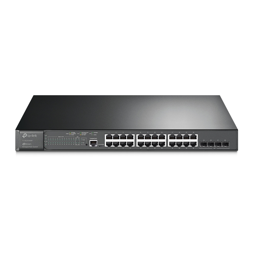 Tp-Link Switch cu management L2, 24 Porturi Gigabit POE+, 4× Gigabit SFP Slots, 1× RJ45, SG3428MP