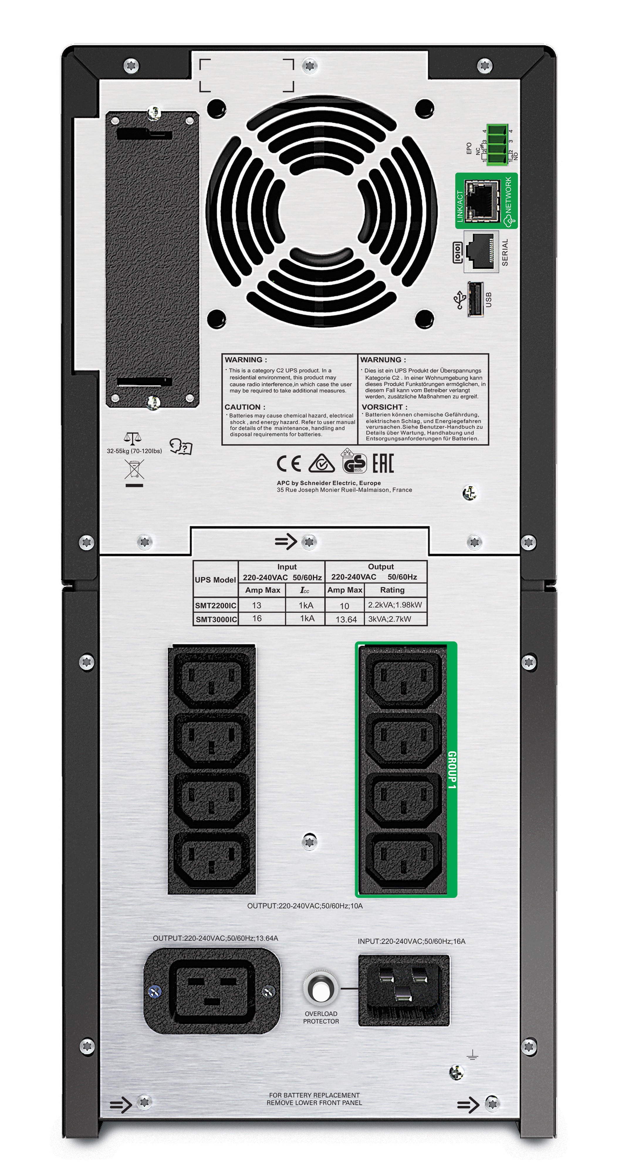 APC UPS,Smart-UPS SMT,Line Int. sin pura mgmt,tower,3000VA /, SMT3000IC - imagine 2