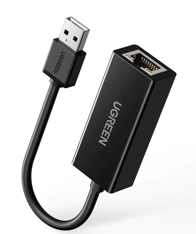 UGreen ADAPTOR RETEA, "CR110" USB 2.0 to RJ-45 10/100 Mbps Adapter, LED, negru, 20254