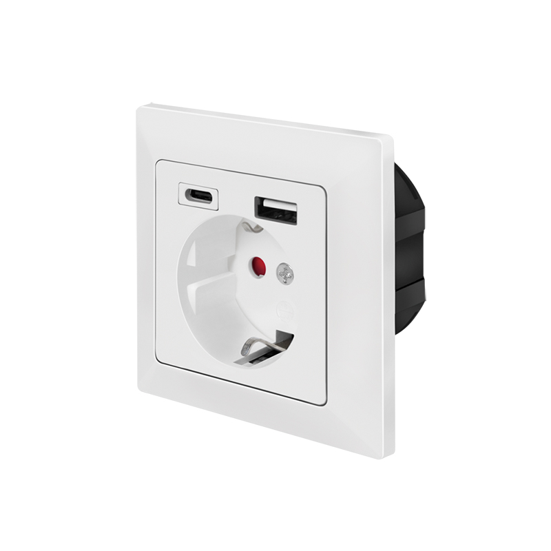Logilink PRIZA pentru perete, Schuko x 1, USB x1 / USB-C x 1 5 V/2.8 A max, 230 V AC, 50 Hz, PA0262