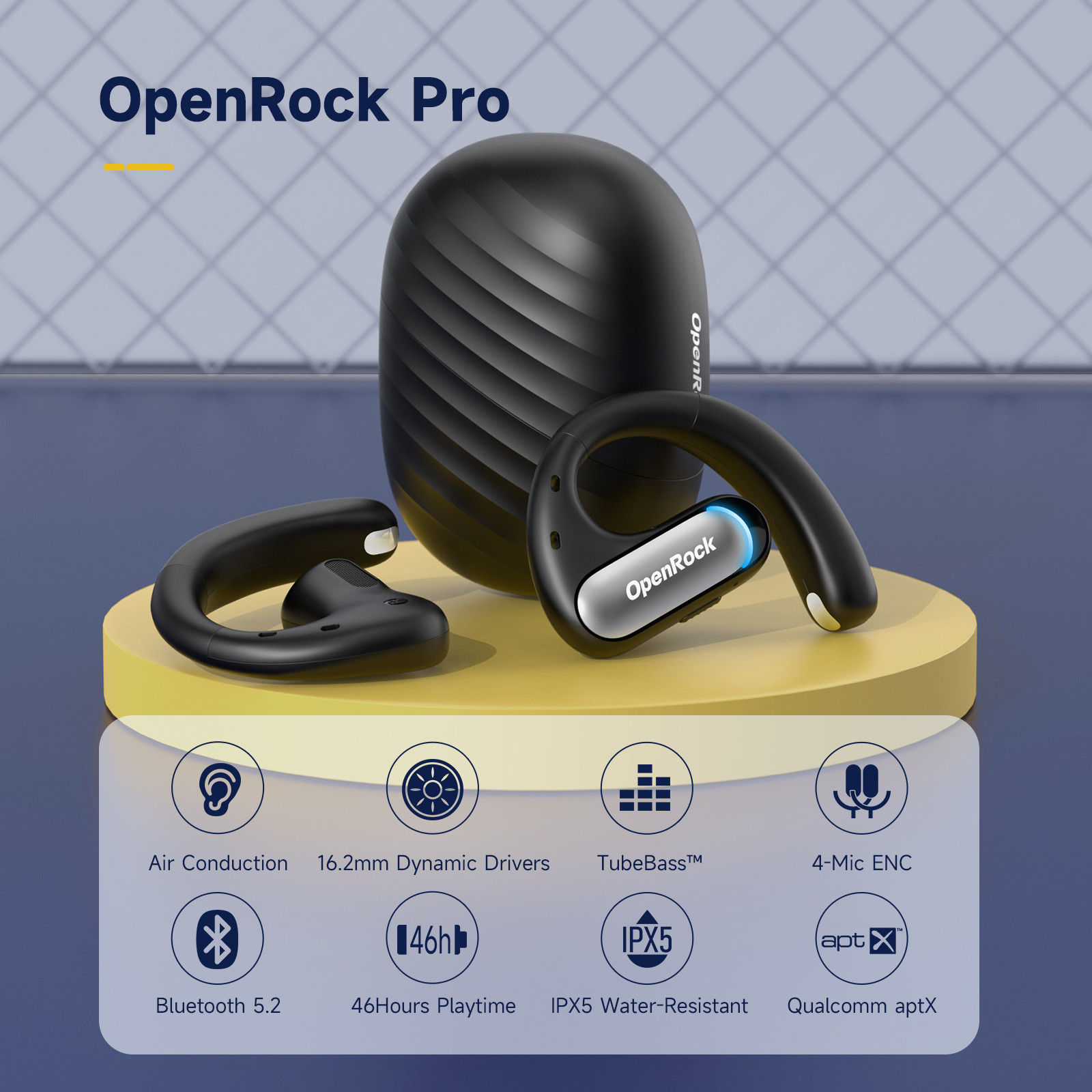OneOdio Casca wireless, tip butoni - TWS, utilizare smartphone, conectare prin, OpenRock-Pro-Black - imagine 4