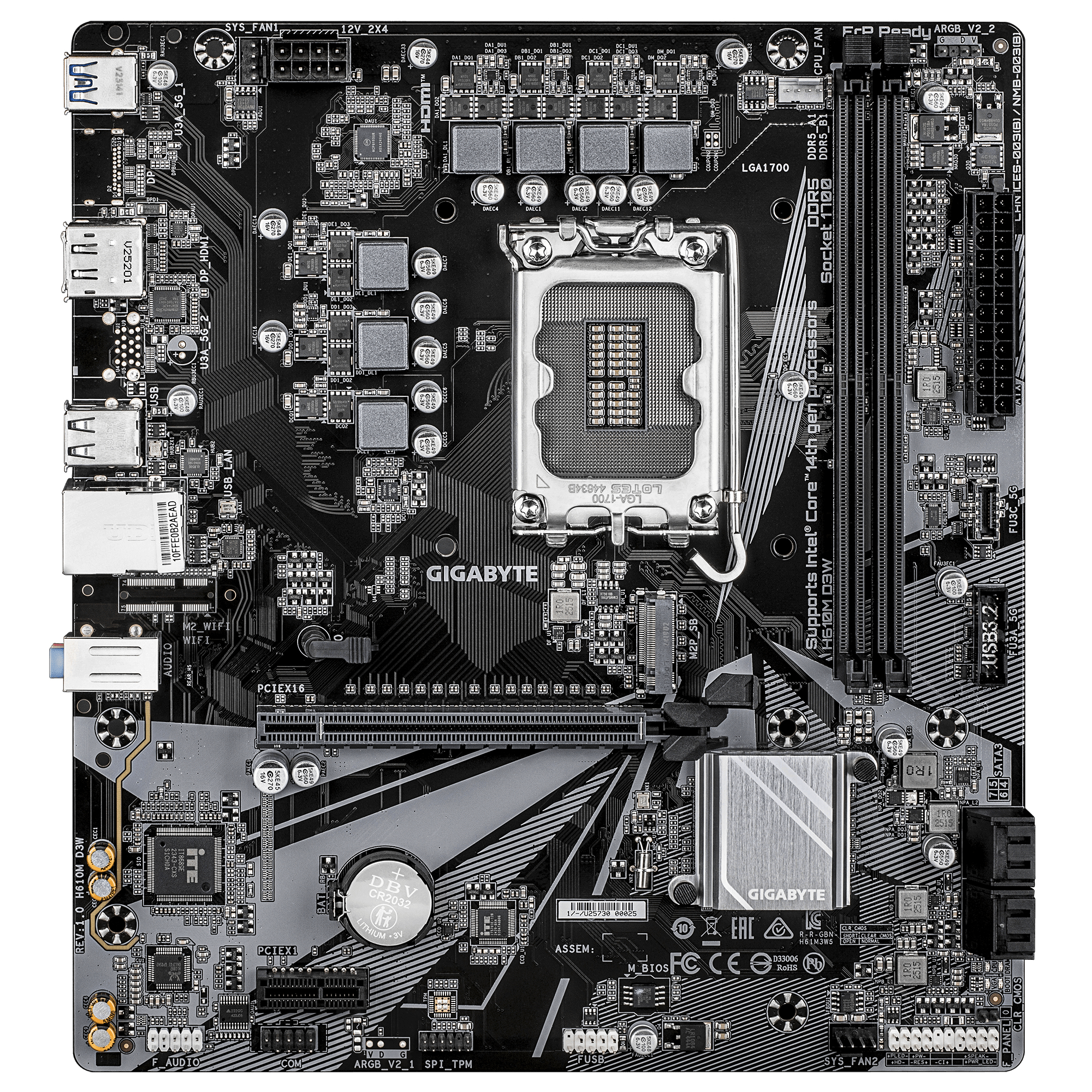 Gigabyte Placa de baza DDR4, LGA1700, mATX, Negru, H610M D3W - imagine 2