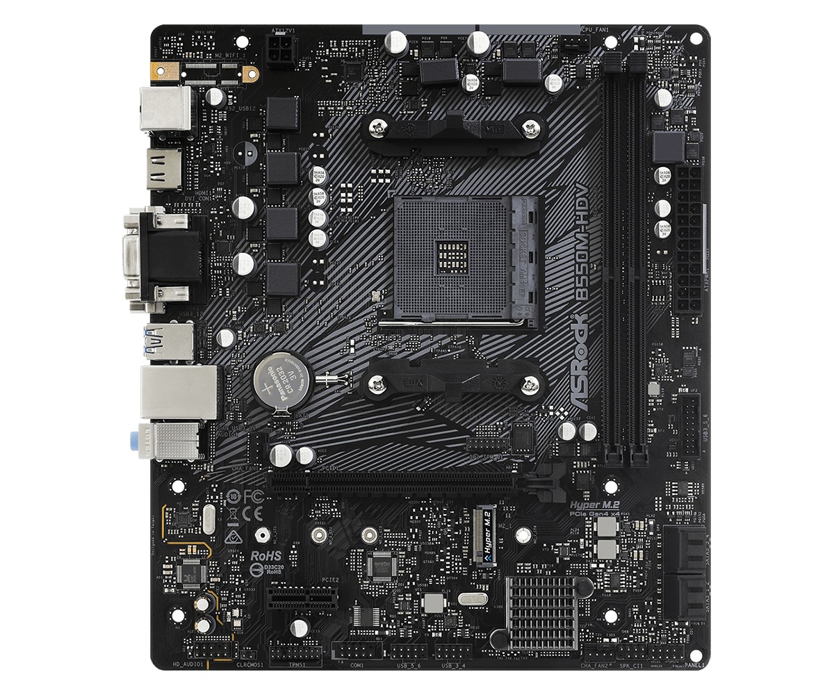 Asrock PLACA de BAZA, skt AM4, mATX, AMD B550, 2 x DDR4, max. 64 GB, 4 x SATA, 1 x M.2, B550M-HDV