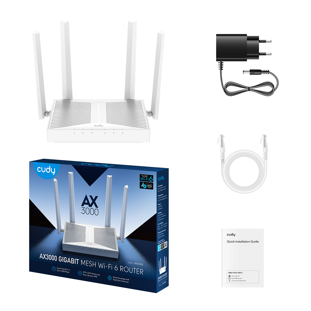 Cudy AX3000 Gigabit Wi-Fi 6 Mesh Router, WR3000E - imagine 3