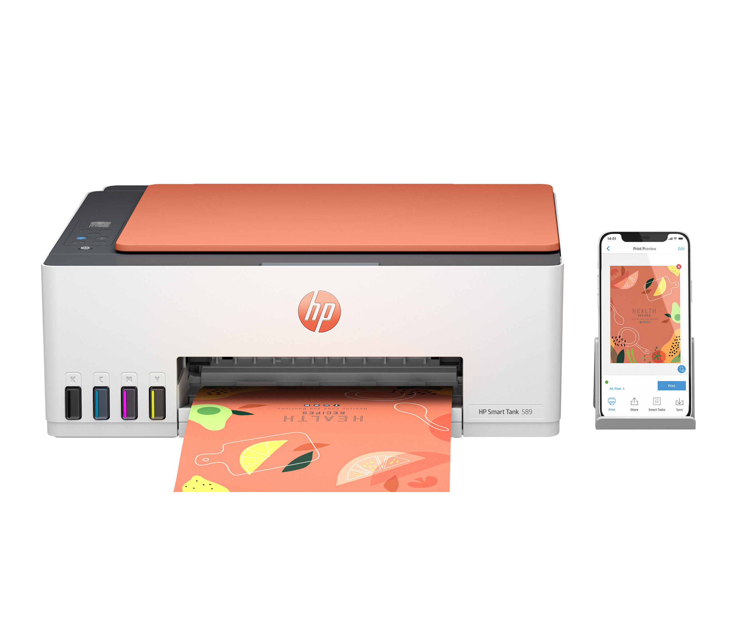 HP SMART TANK 589 A4 COLOR INK MFP", 4A8D9A