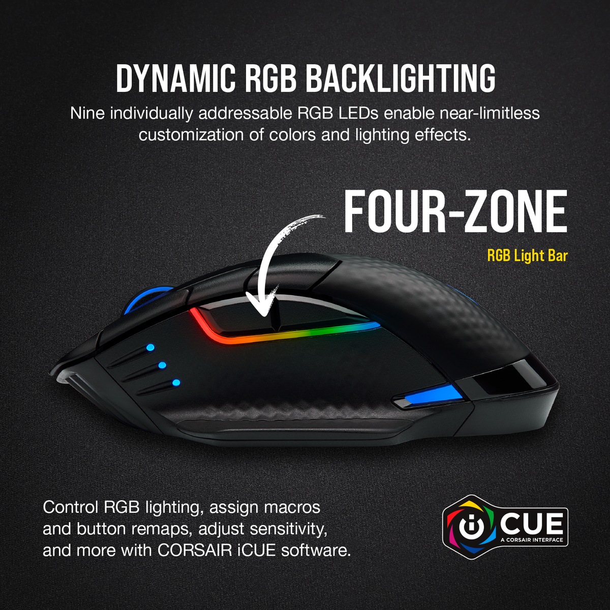 Corsair MOUSE, Dark Core RGB Pro SE, gaming, wireless, BT | 2.4GHz,18000 dpi, CH-9315511-EU - imagine 8