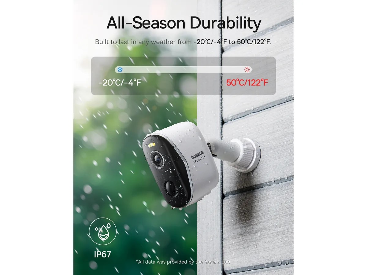 Baseus CAMERA IP Exterior N1 +, 2K, 2304 x 1296, acumulator integrat, unghi pana la 120, S0TZ002130 - imagine 2