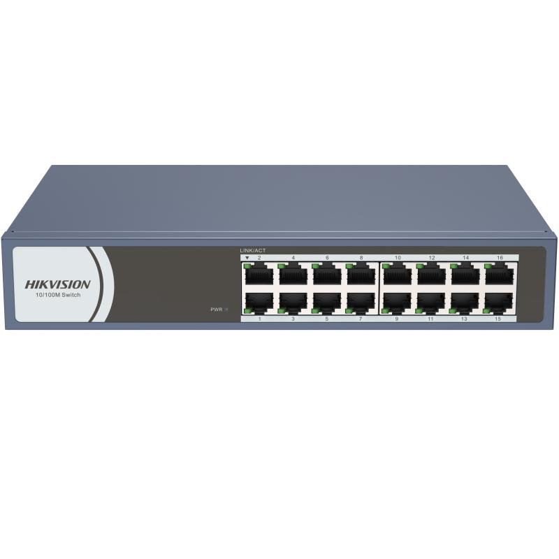 HIKVISION Switch : 16 × 10/100 Mbps RJ45 Port, tensiune alimentare 220 VAC, 50/60 Hz, DS-3E0116R-O