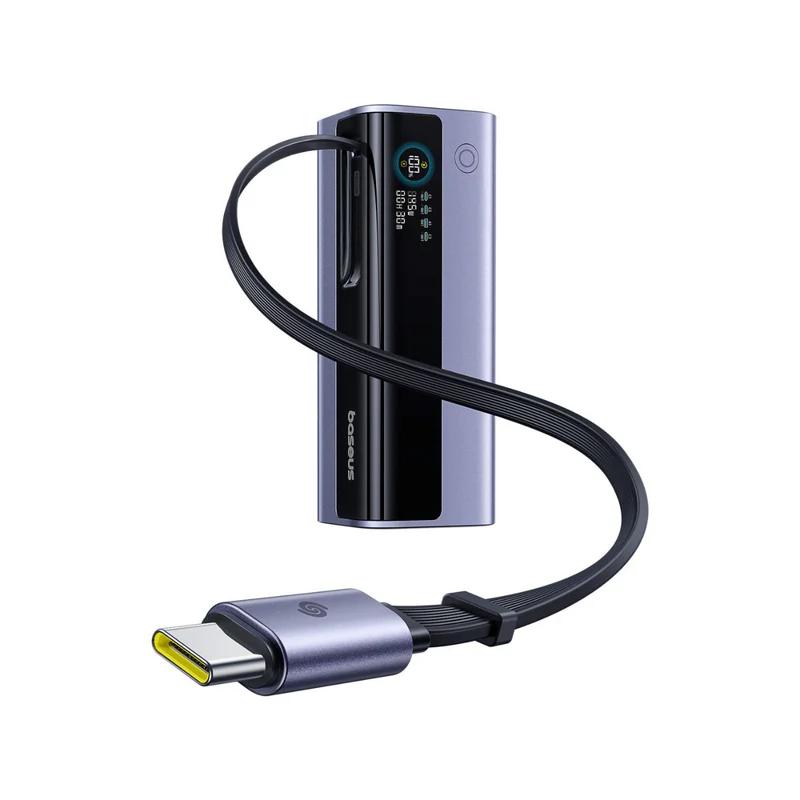 Baseus POWER BANK EnerGeek GR11, 20000mAh, 145W, 2 x USB Type-C, 1 x USB, cablu integrat, E0027B01
