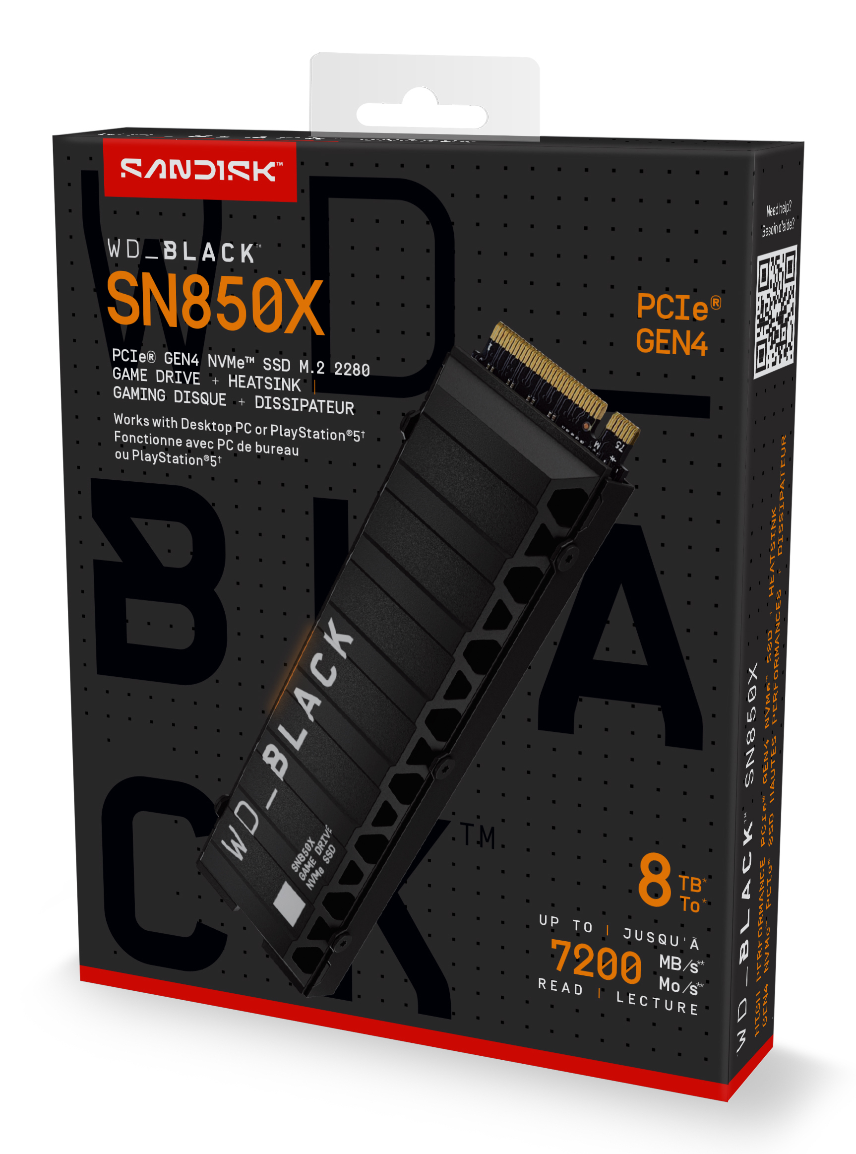 WD SSD Black SN850X HeatSink 8TB M.2 2280 PCIe Gen4 x4 NVMe, Read/Write, WDS800T2XHE-00CDD0 - imagine 3