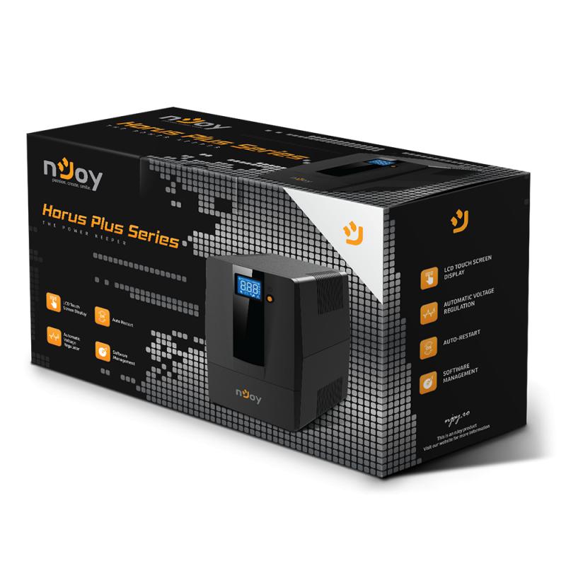 Njoy UPS HORUS, Line int., mini Tower, AVR, Schuko x 2, display LCD, back-up 1, PWUP-LI080H1-AZ01B - imagine 4