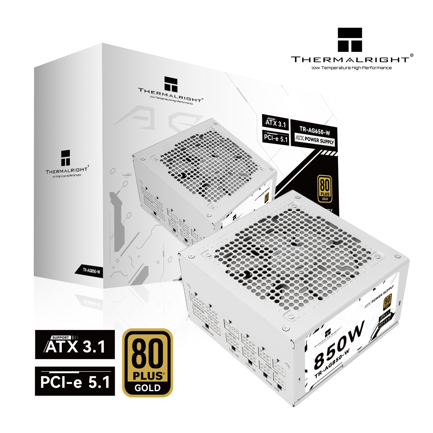 Thermalright SURSA TR-AG 850, 850W, certificare 80 Plus Gold, modular, fan 120mm, alb, TR-AG 850-W - imagine 5