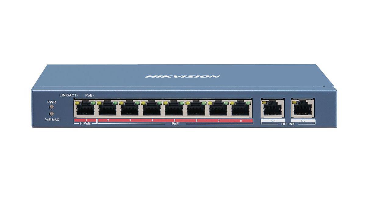 Hikvision SWITCH 8PORTURI 2UPLINK 90W UNMANAGED, DS-3E1310HP-EI