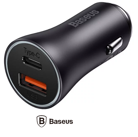 Baseus INCARCATOR auto Golden Contactor Max, Quick Charge 60W, 1 x USB 5V/3A, 1 x USB, CGJM000113