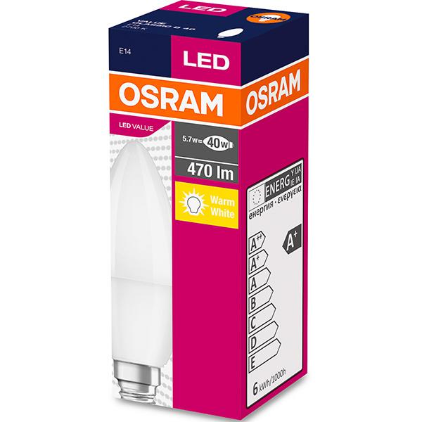 Osram BEC LED, soclu E14, putere 5.7W, forma lumanare, lumina alb calda, 000004052899326453 - imagine 2