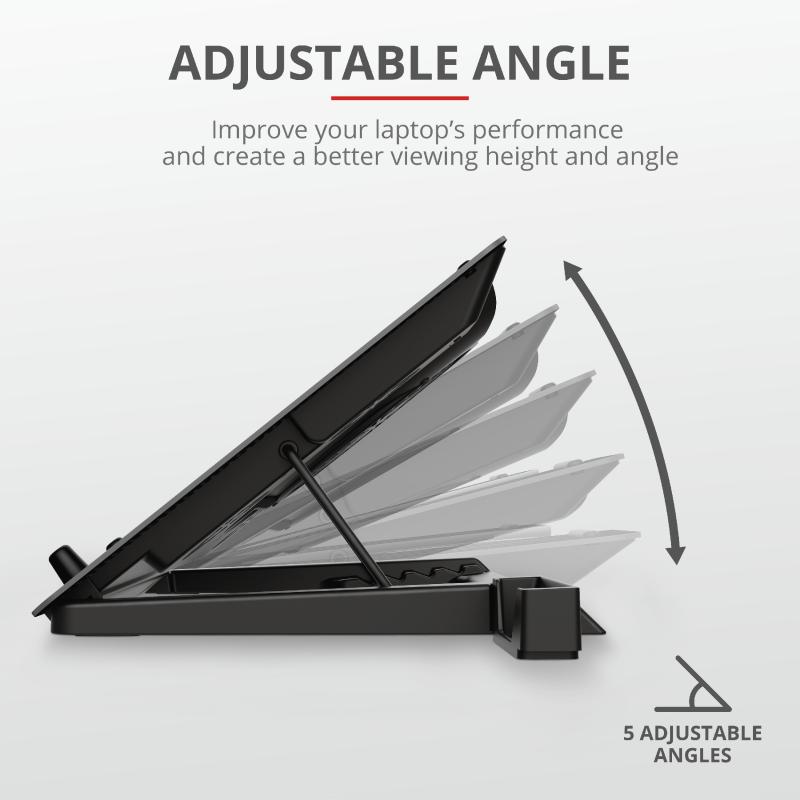 Trust STAND GXT 1125 Quno notebook 17, sita aluminiu, 4 x fan 5cm, 1 x fan 13 cm, LED, TR-23581 - imagine 4