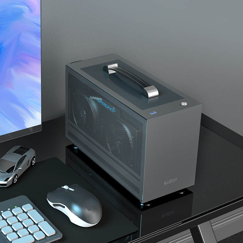 PCCOOLER CARCASA, Mini Tower, ITX, fara sursa, fereastra laterala tip MESH, gri, MINI I100G PRO MESH - imagine 4