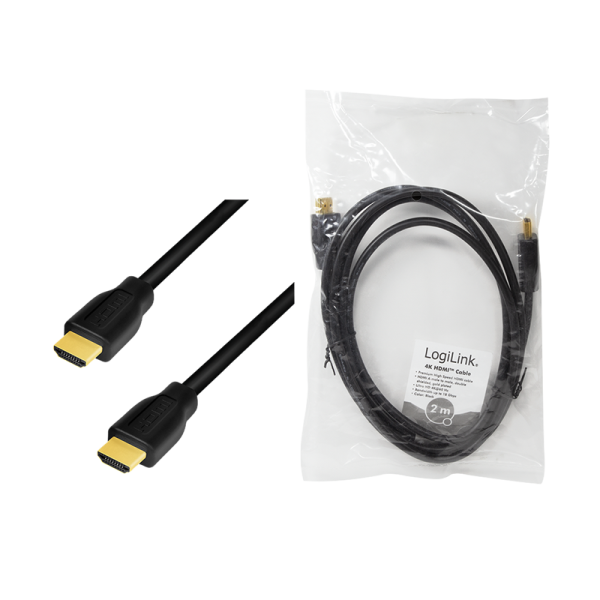 Logilink CABLU video, HDMI (T) la HDMI (T) 2.0, 2m, conectori auriti, rezolutie maxima 4K, CH0101 - imagine 5