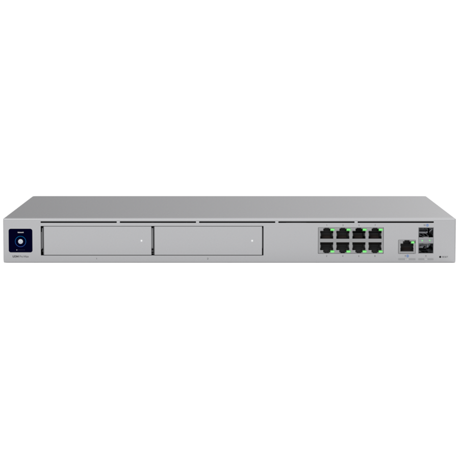 Ubiquiti rack-mount Cloud Gateway with 10 Gbps perfor multi-WAN load balancing, and, UDM-PRO-MAX-EU